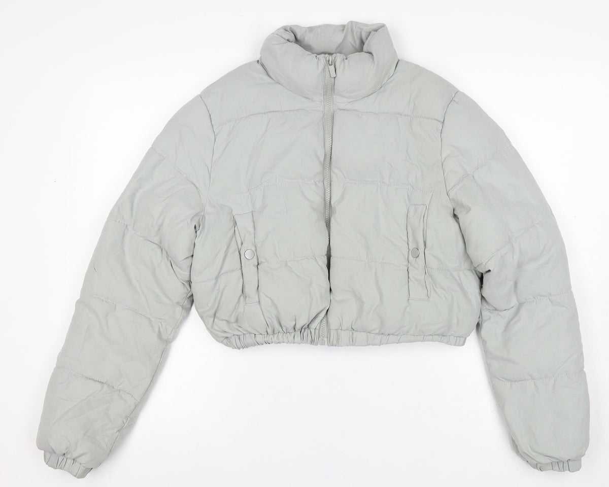 PrettyLittleThing Women’s Grey UK 10 Cropped Puffer Jacket
