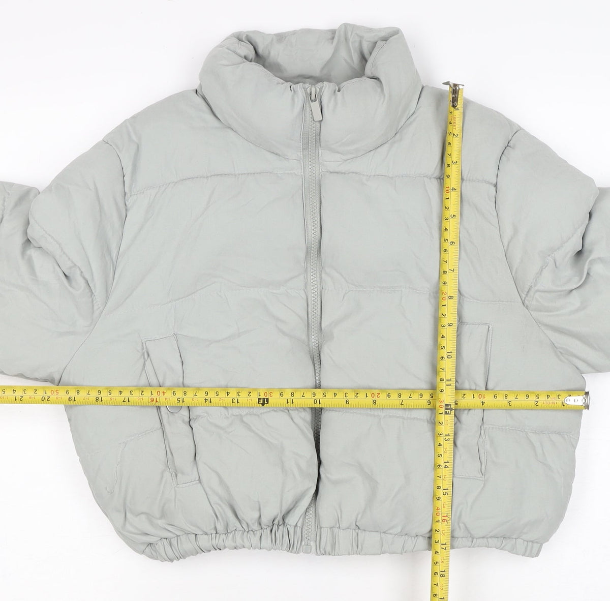 PrettyLittleThing Women’s Grey UK 10 Cropped Puffer Jacket