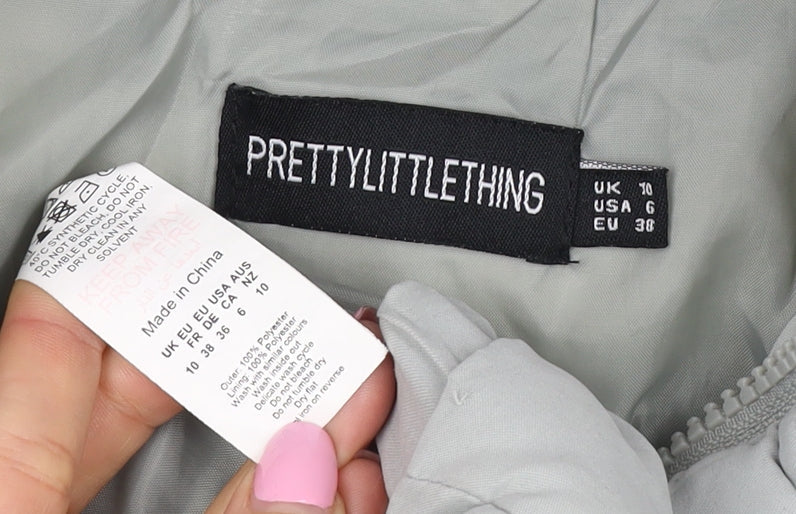 PrettyLittleThing Women’s Grey UK 10 Cropped Puffer Jacket