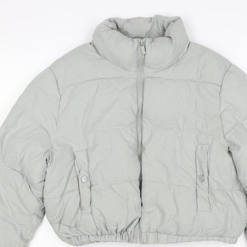 PrettyLittleThing Women’s Grey UK 10 Cropped Puffer Jacket