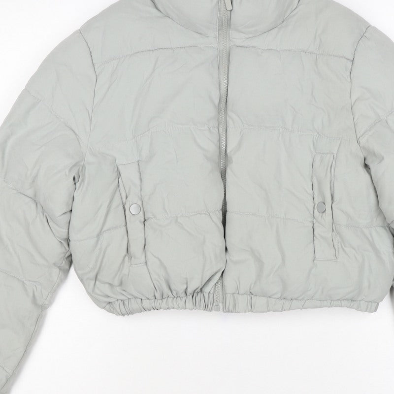 PrettyLittleThing Women’s Grey UK 10 Cropped Puffer Jacket