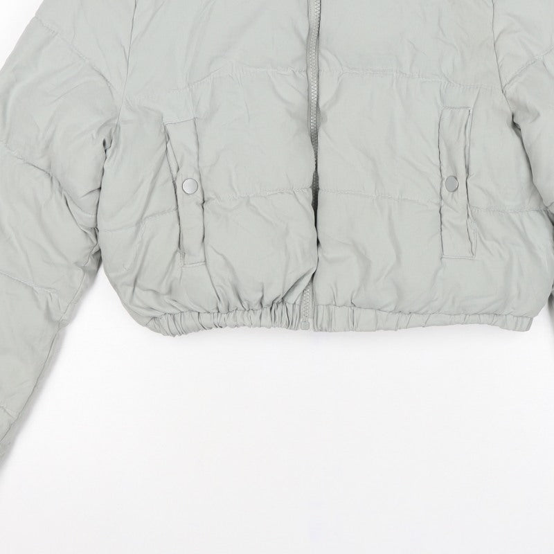 PrettyLittleThing Women’s Grey UK 10 Cropped Puffer Jacket