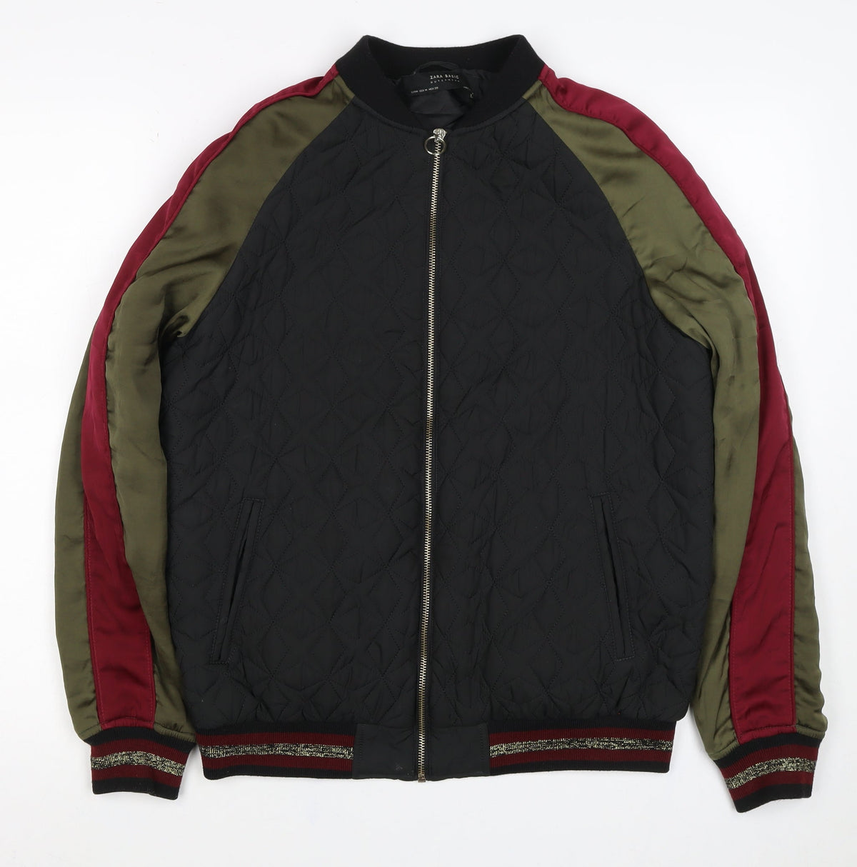Zara Basic Women’s Multicoloured M Quilted Tiger Embroidered Bomber Jacket