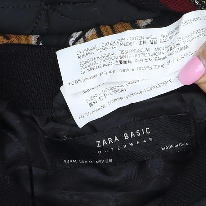 Zara Basic Women’s Multicoloured M Quilted Tiger Embroidered Bomber Jacket