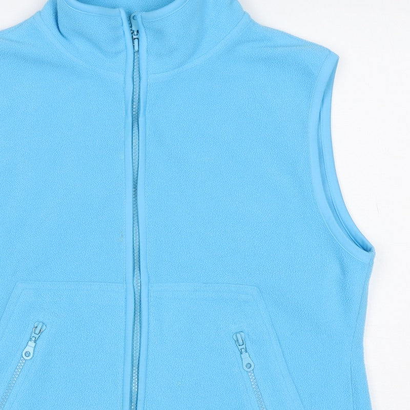 Fleece Collection Women Blue M Fleece Zip Waistcoat Collared Pockets