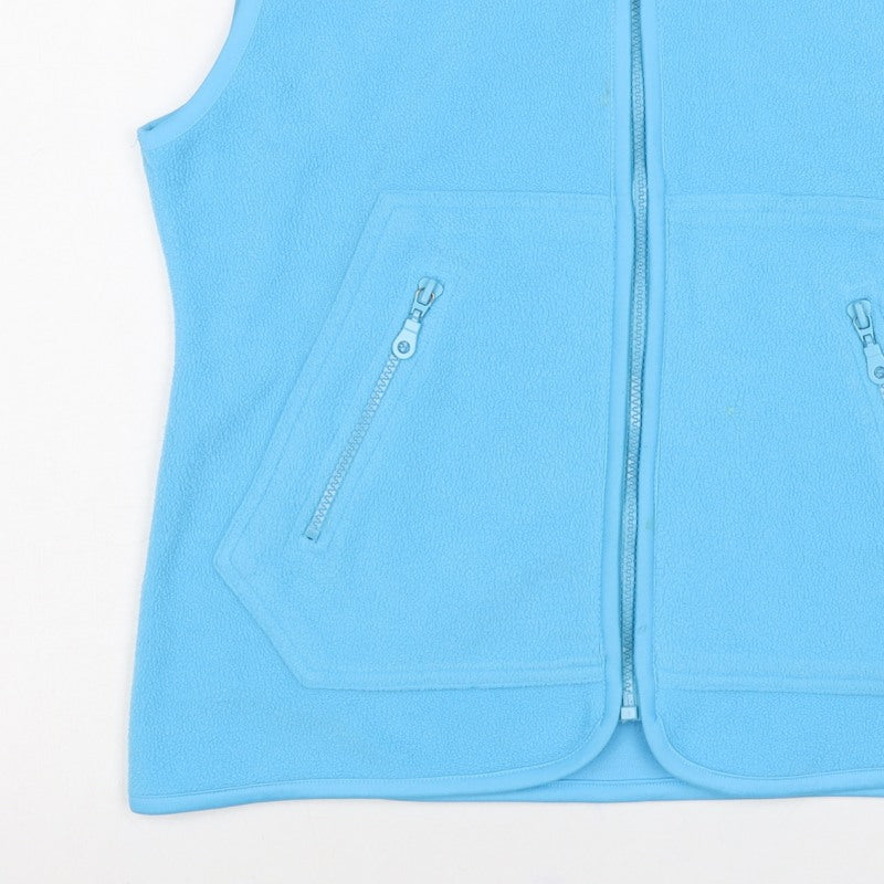 Fleece Collection Women Blue M Fleece Zip Waistcoat Collared Pockets