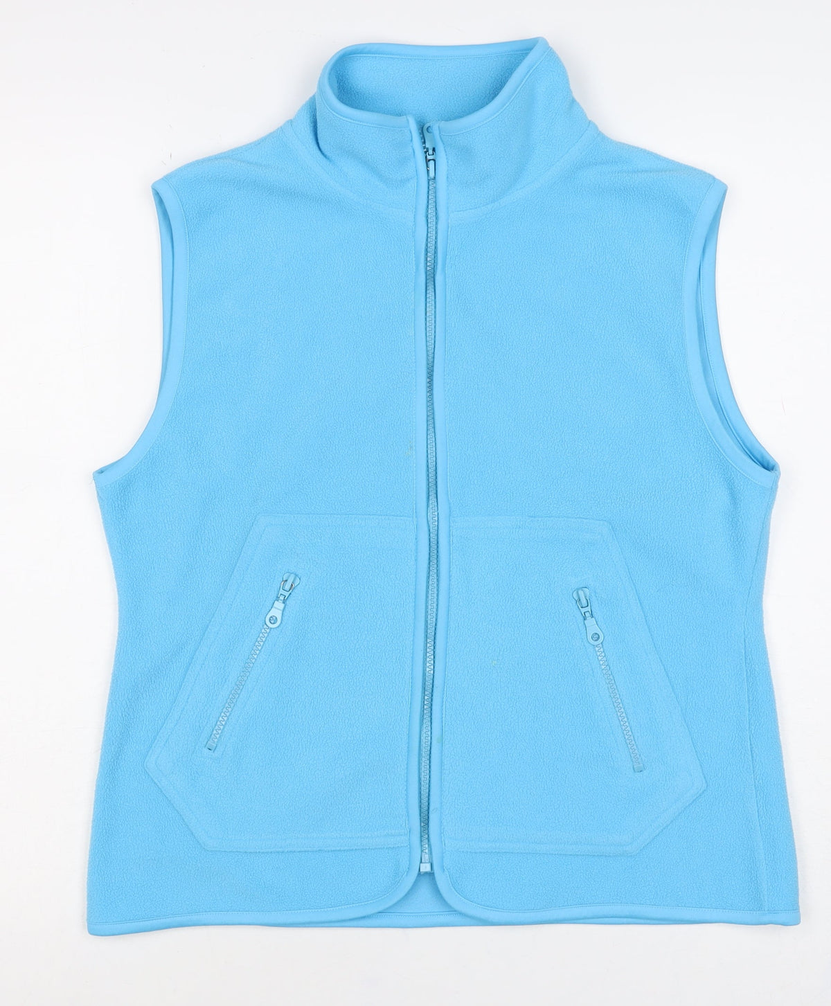 Fleece Collection Women Blue M Fleece Zip Waistcoat Collared Pockets