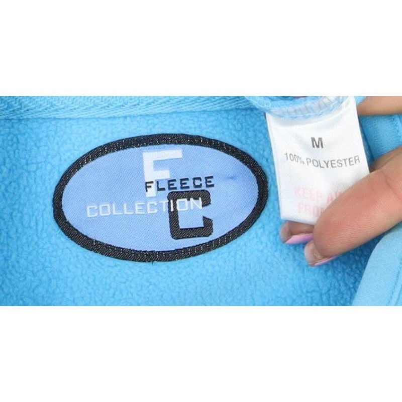 Fleece Collection Women Blue M Fleece Zip Waistcoat Collared Pockets