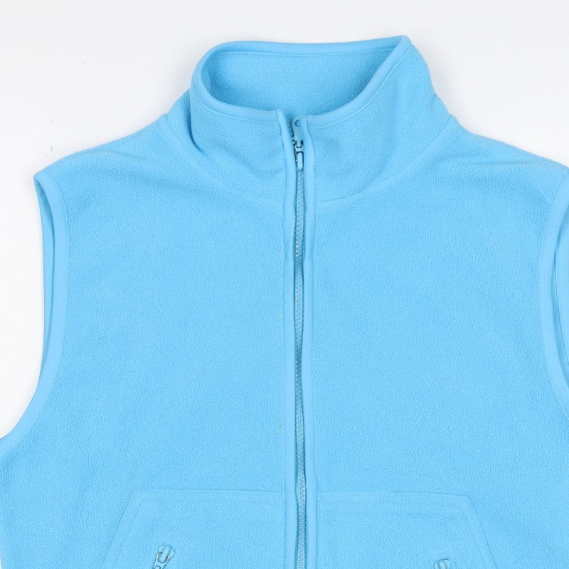 Fleece Collection Women Blue M Fleece Zip Waistcoat Collared Pockets