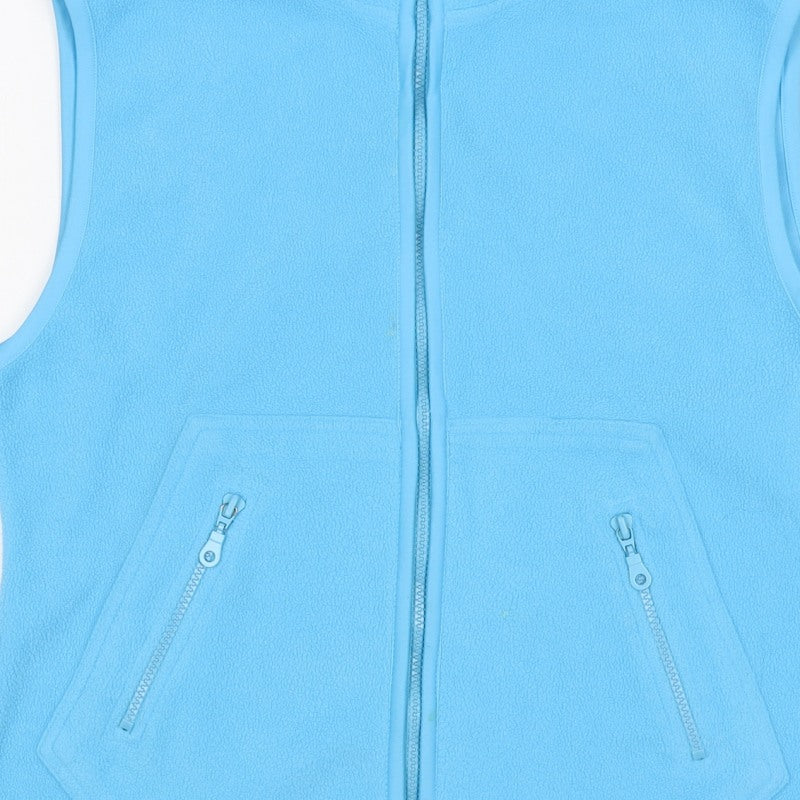 Fleece Collection Women Blue M Fleece Zip Waistcoat Collared Pockets