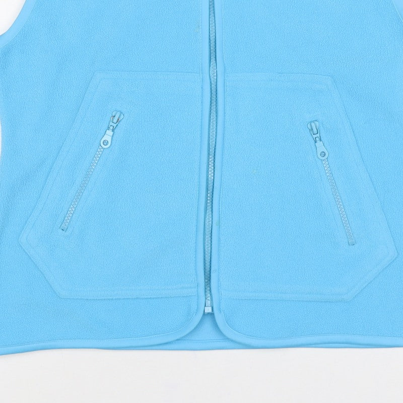 Fleece Collection Women Blue M Fleece Zip Waistcoat Collared Pockets
