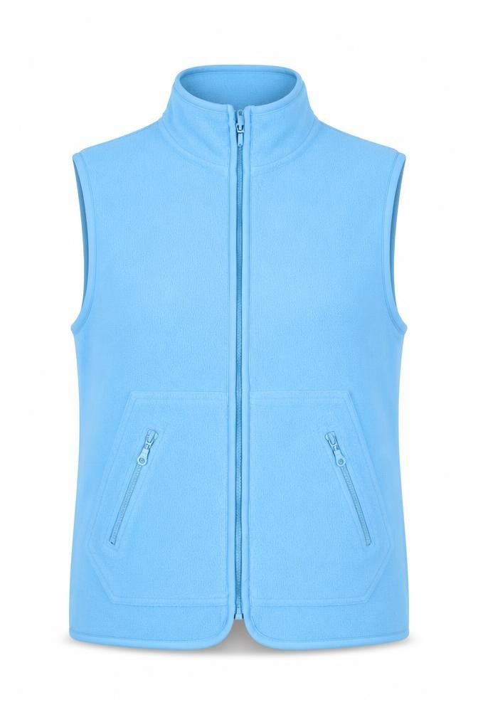Fleece Collection Women Blue M Fleece Zip Waistcoat Collared Pockets