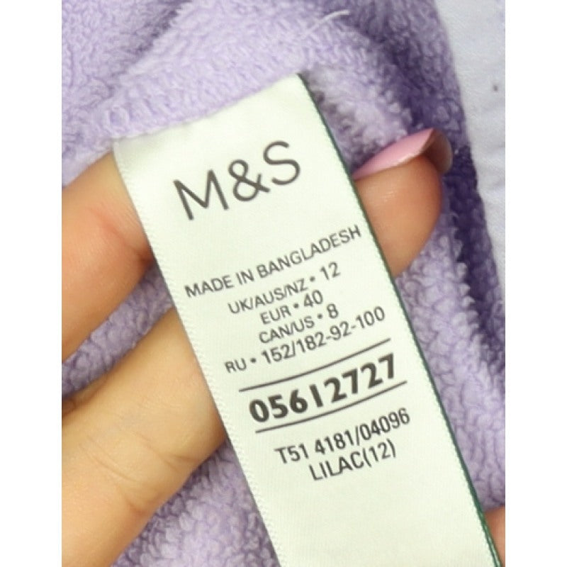 M&S Women’s Purple Size 12 Fleece Full Zip Jacket Pockets