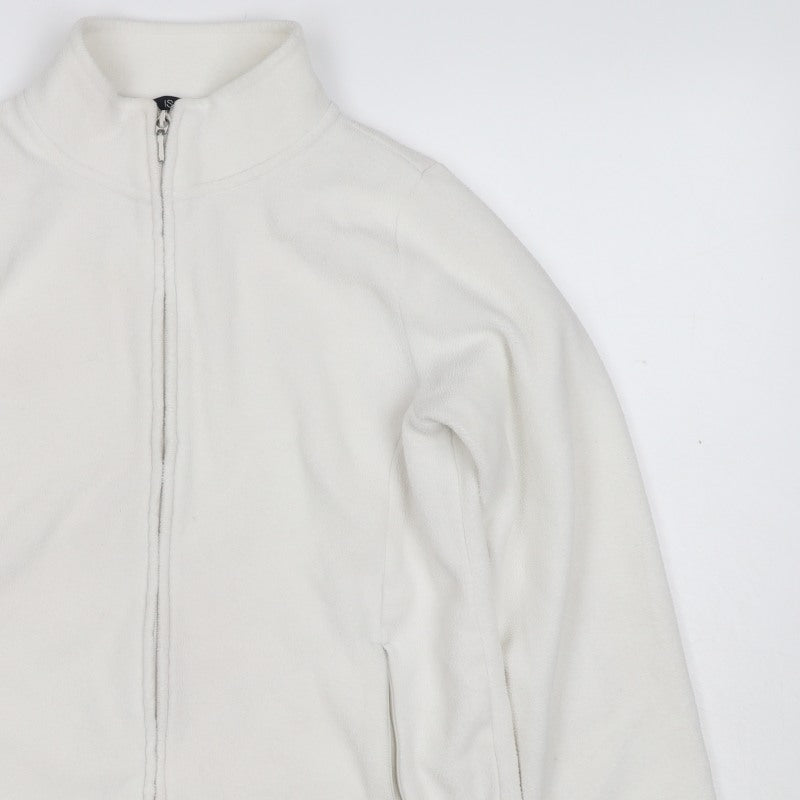 Isle Essentials Women’s White S Fleece Full Zip Jacket Pockets