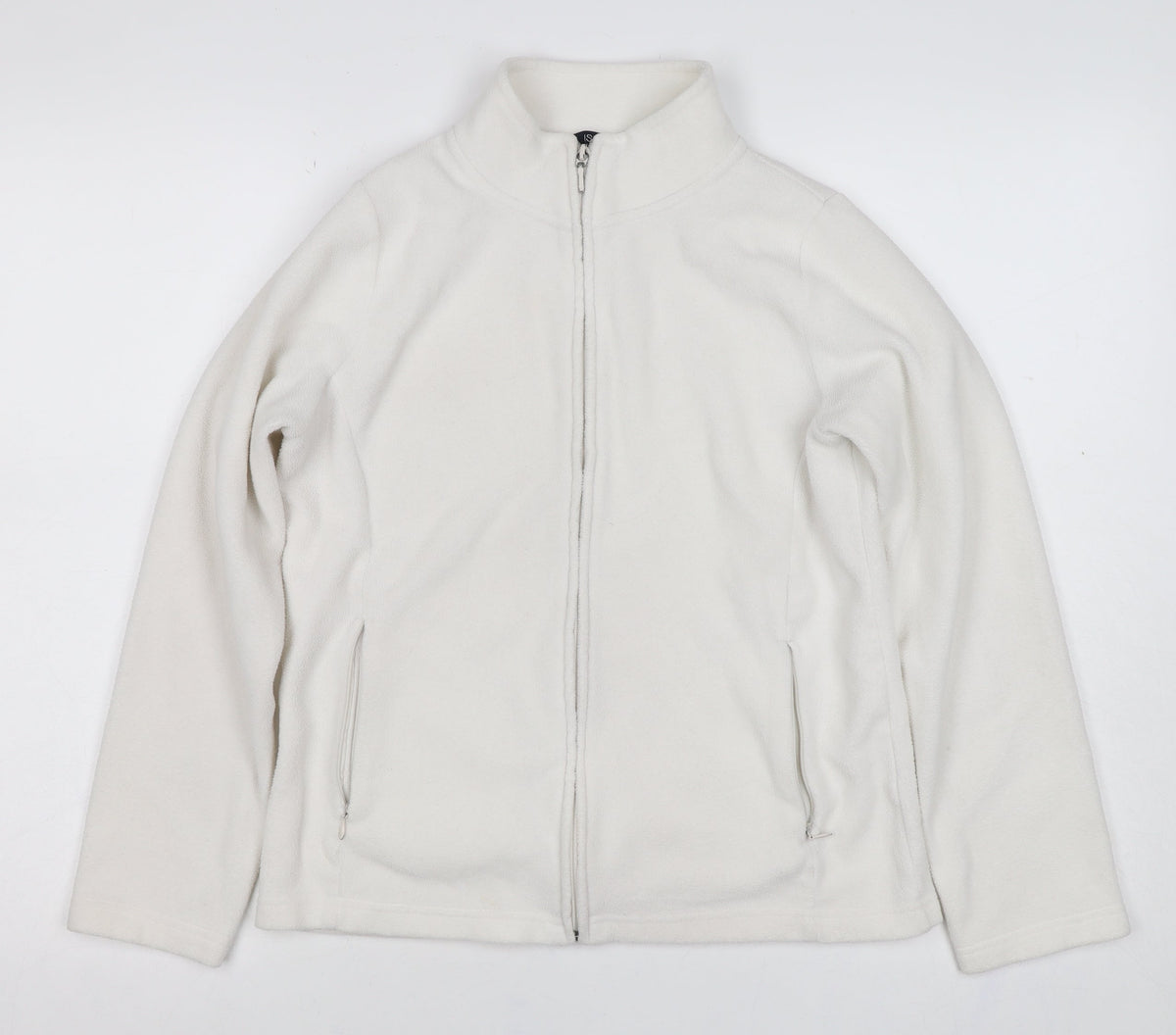 Isle Essentials Women’s White S Fleece Full Zip Jacket Pockets
