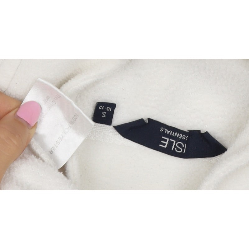 Isle Essentials Women’s White S Fleece Full Zip Jacket Pockets