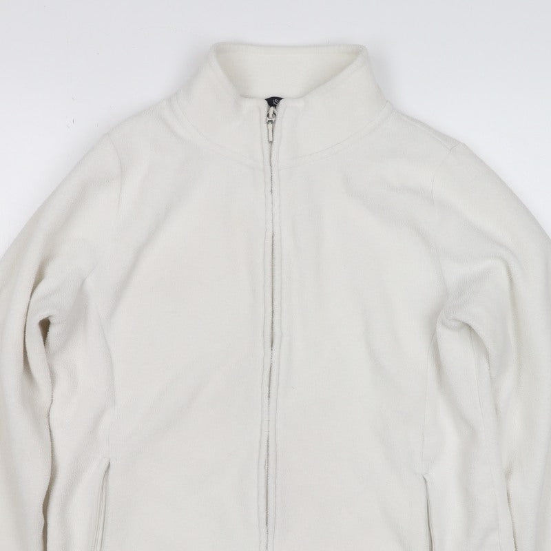 Isle Essentials Women’s White S Fleece Full Zip Jacket Pockets