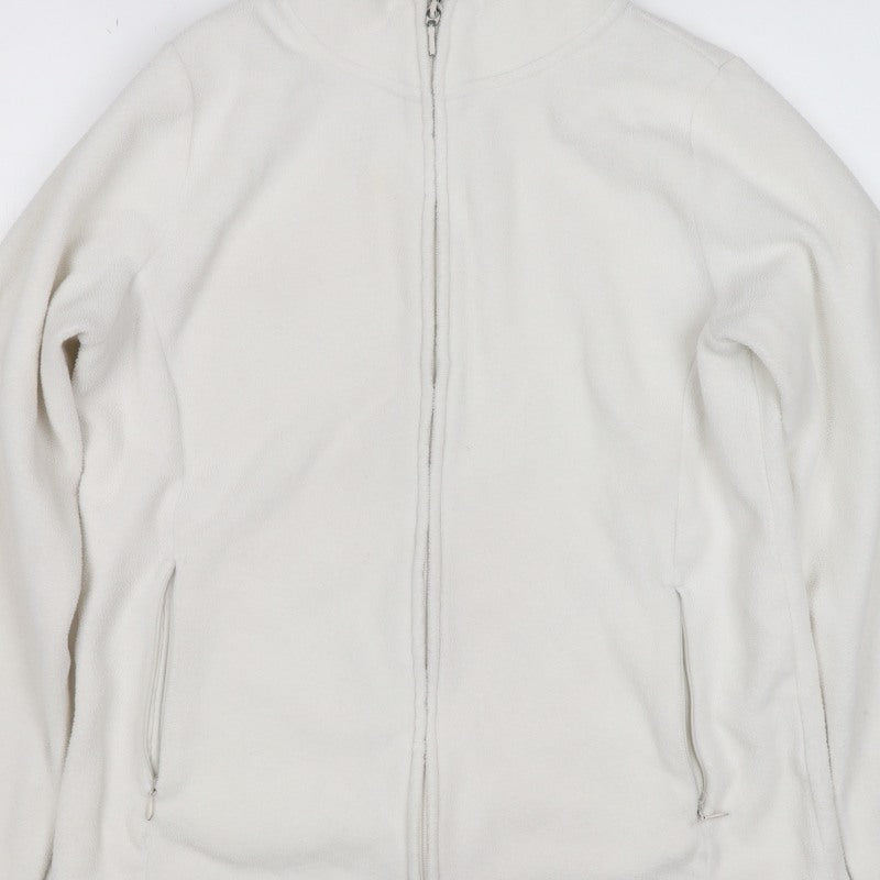 Isle Essentials Women’s White S Fleece Full Zip Jacket Pockets