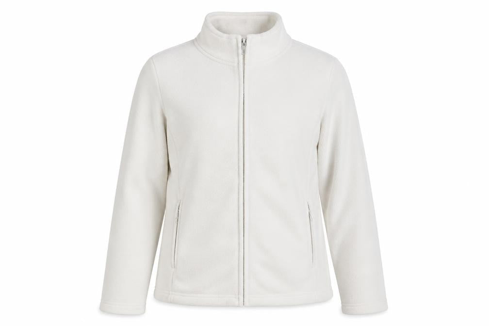 Isle Essentials Women’s White S Fleece Full Zip Jacket Pockets