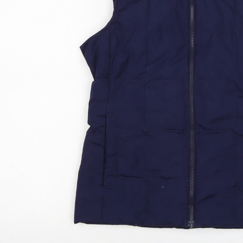 Lands' End Women's Navy S Puffer Waistcoat Quilted Down Insulated