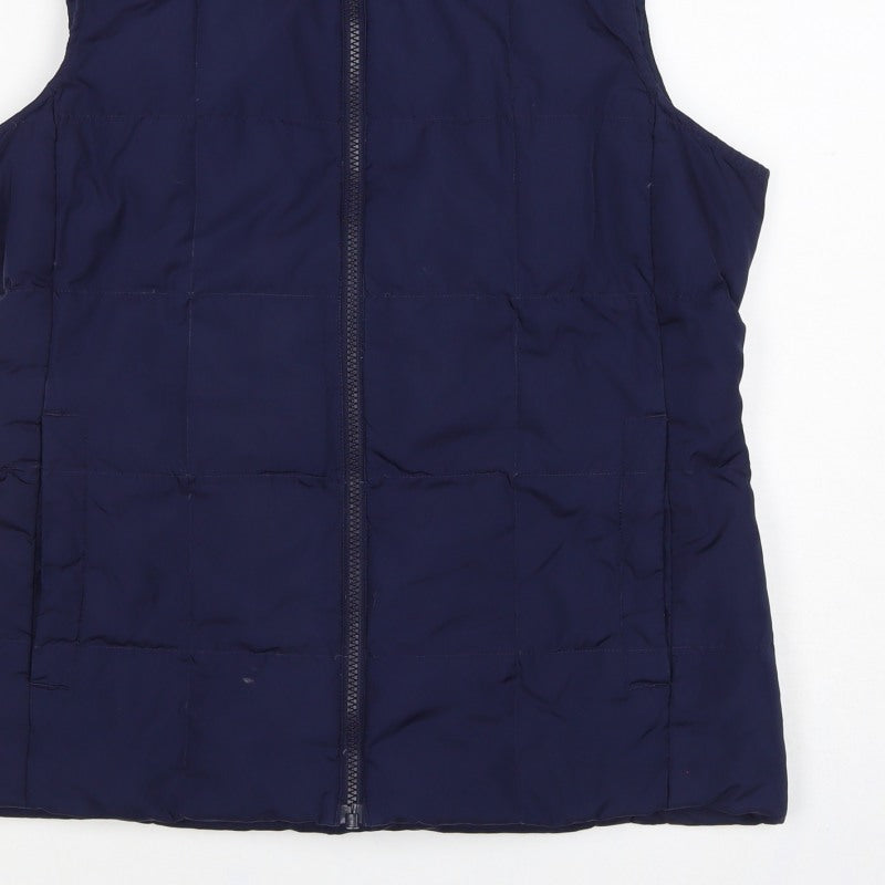 Lands' End Women's Navy S Puffer Waistcoat Quilted Down Insulated