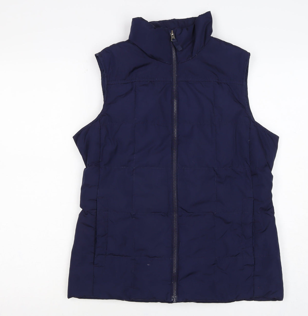Lands' End Women's Navy S Puffer Waistcoat Quilted Down Insulated