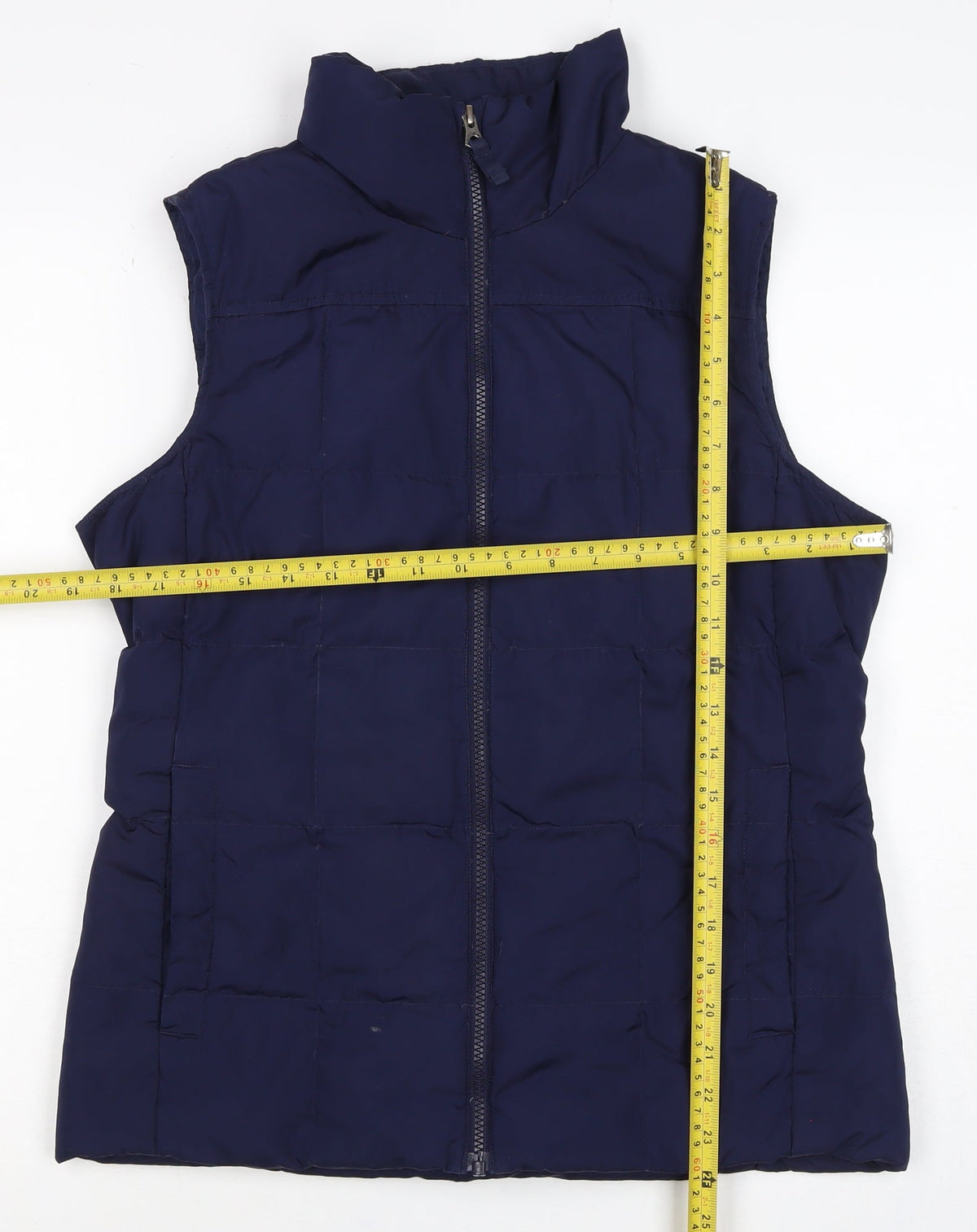 Lands' End Women's Navy S Puffer Waistcoat Quilted Down Insulated