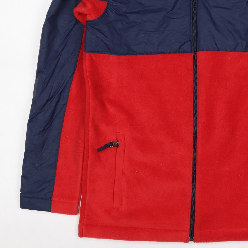 Columbia Teens Red Blue L Basic Fleece Full Zip Jacket Pockets Logo