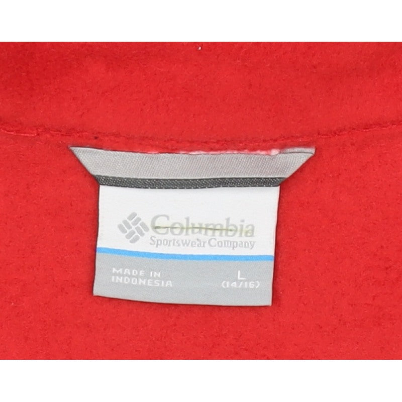 Columbia Teens Red Blue L Basic Fleece Full Zip Jacket Pockets Logo