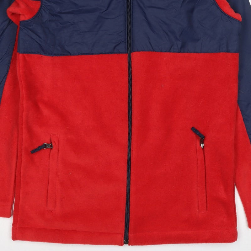 Columbia Teens Red Blue L Basic Fleece Full Zip Jacket Pockets Logo