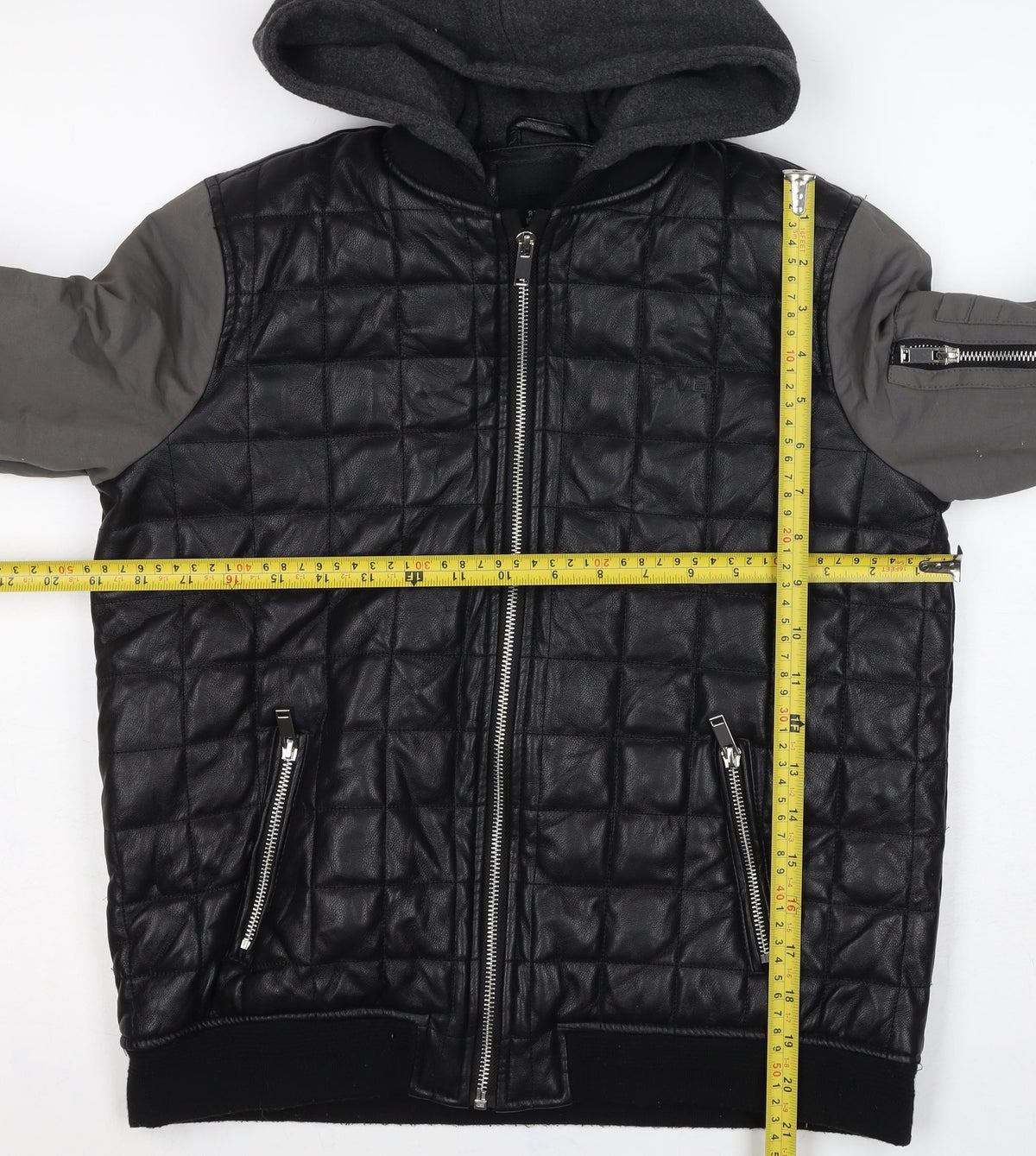 River Island Boys Black Grey Quilted Hooded Bomber Jacket 11-12 Years