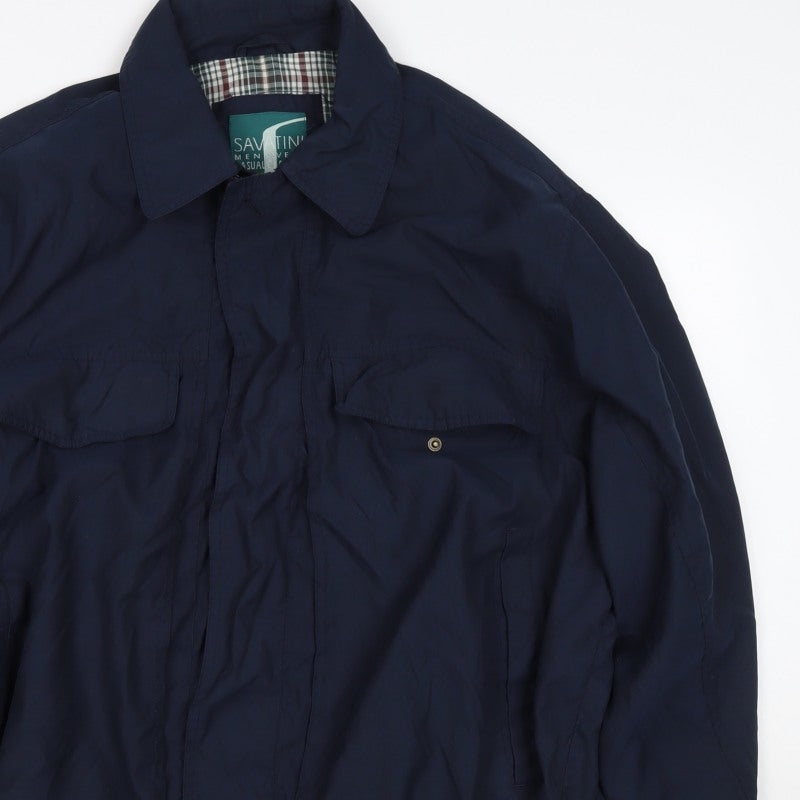Savatini Men’s Blue L Basic Jacket Full Zip Casual Classic