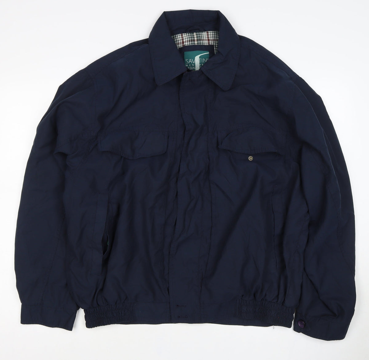 Savatini Men’s Blue L Basic Jacket Full Zip Casual Classic