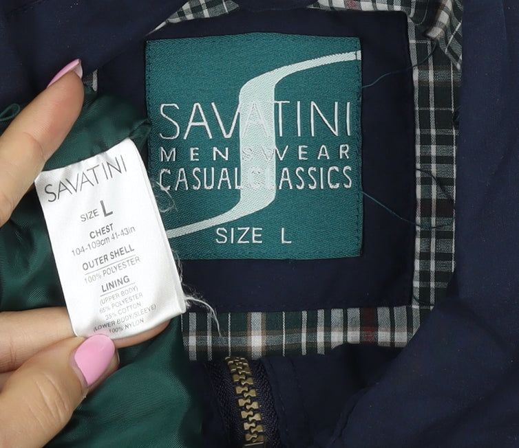 Savatini Men’s Blue L Basic Jacket Full Zip Casual Classic