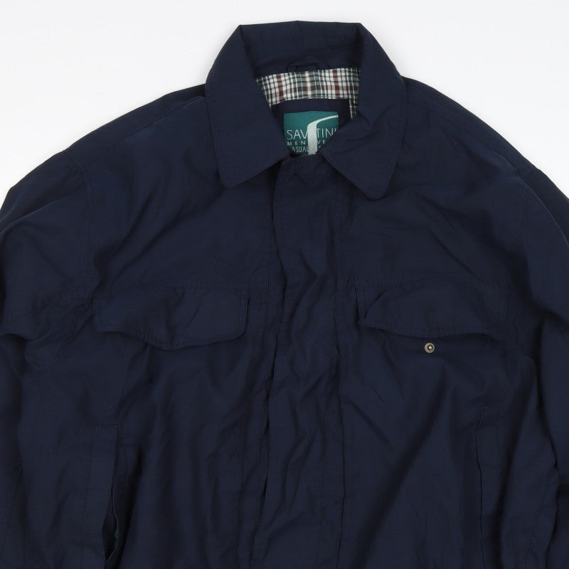 Savatini Men’s Blue L Basic Jacket Full Zip Casual Classic