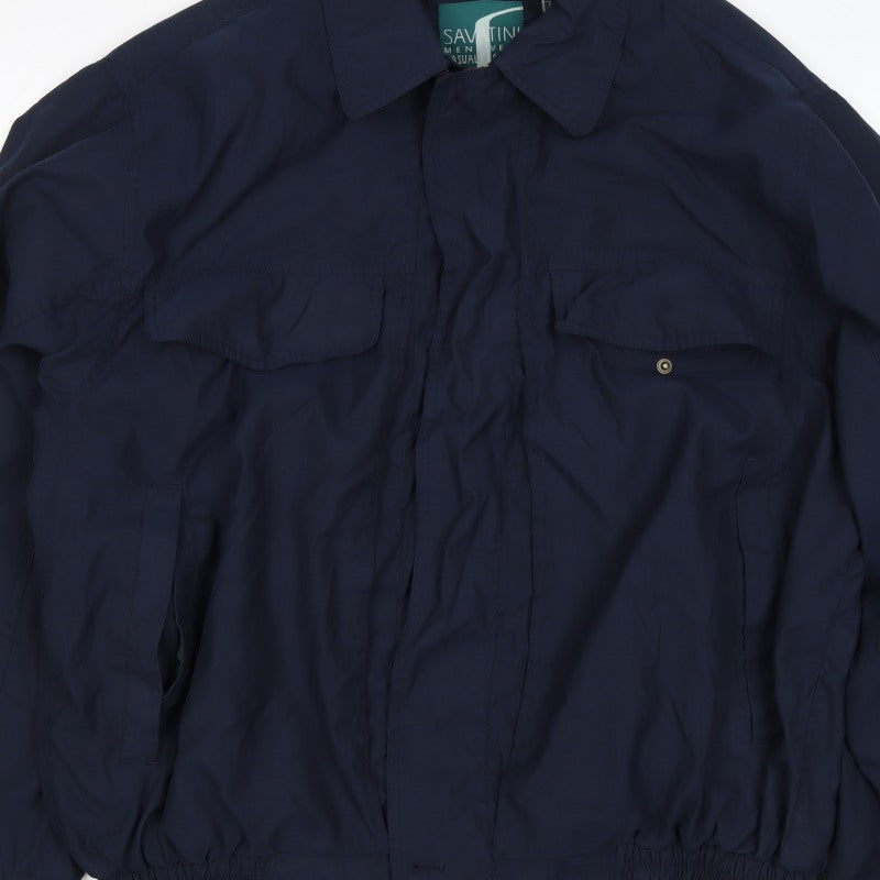 Savatini Men’s Blue L Basic Jacket Full Zip Casual Classic