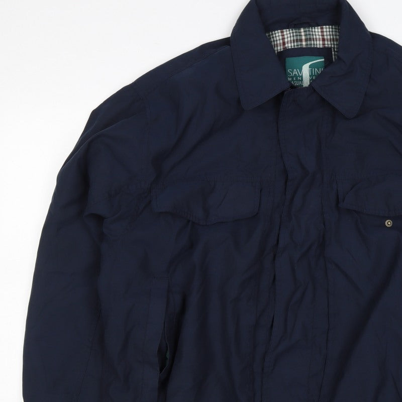 Savatini Men’s Blue L Basic Jacket Full Zip Casual Classic