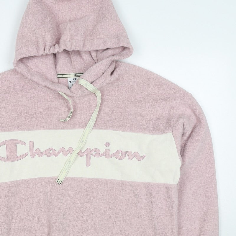 Champion Women’s Pink Large Colourblock Fleece Logo Pullover Hoodie