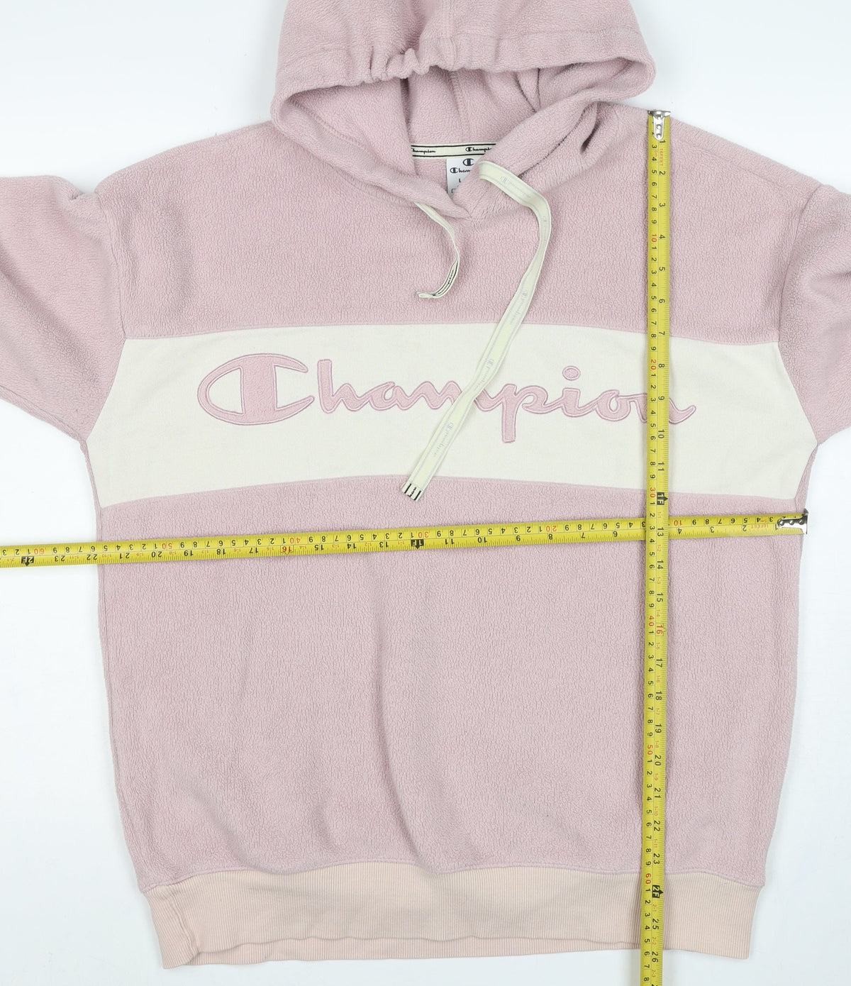 Champion Women’s Pink Large Colourblock Fleece Logo Pullover Hoodie