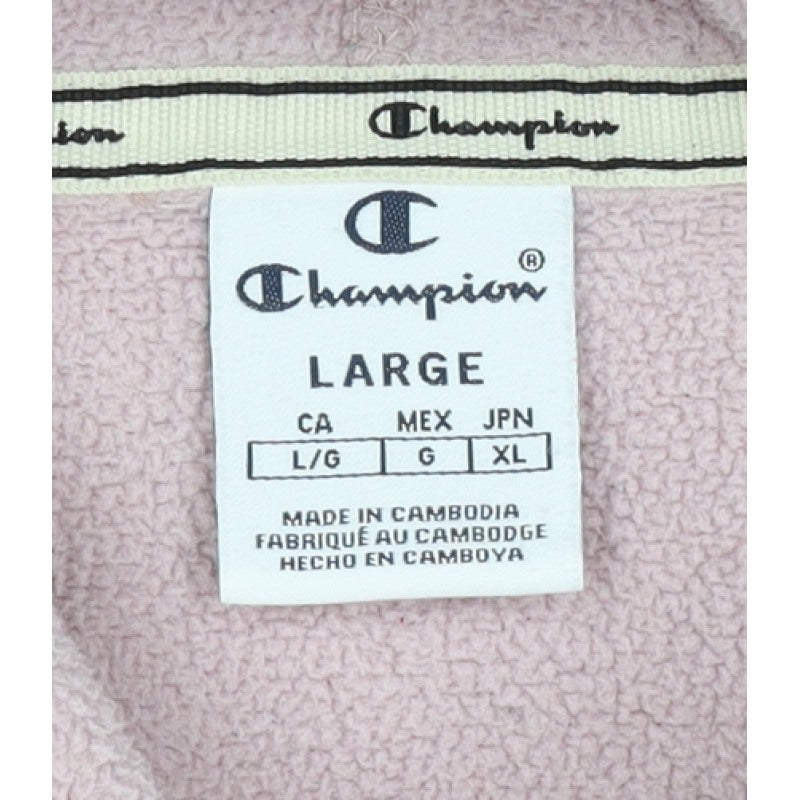 Champion Women’s Pink Large Colourblock Fleece Logo Pullover Hoodie
