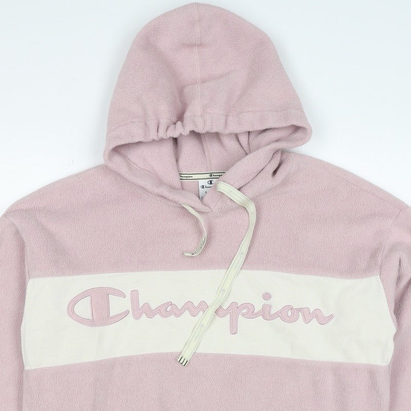 Champion Women’s Pink Large Colourblock Fleece Logo Pullover Hoodie