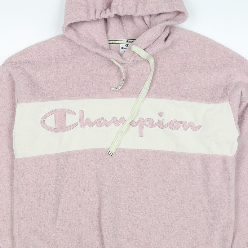Champion Women’s Pink Large Colourblock Fleece Logo Pullover Hoodie