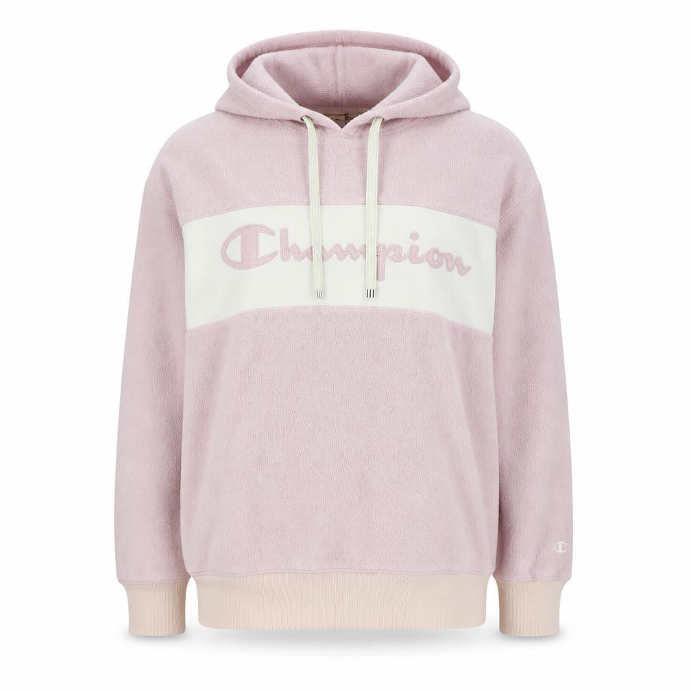 Champion Women’s Pink Large Colourblock Fleece Logo Pullover Hoodie