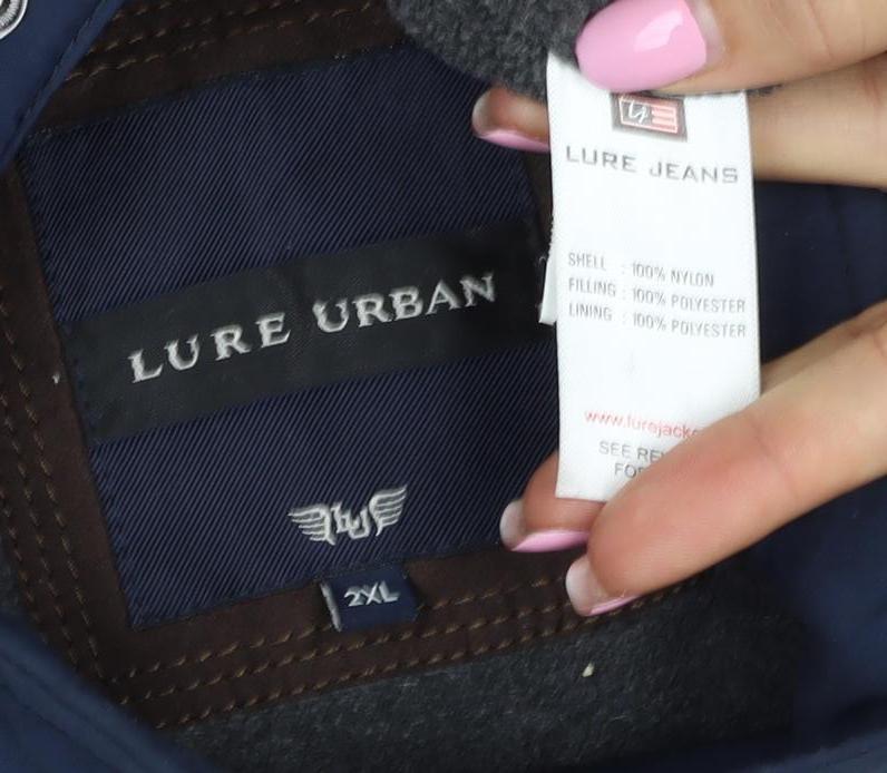 LURB Urban Men's Blue 2XL Hooded Parka Puffer Jacket