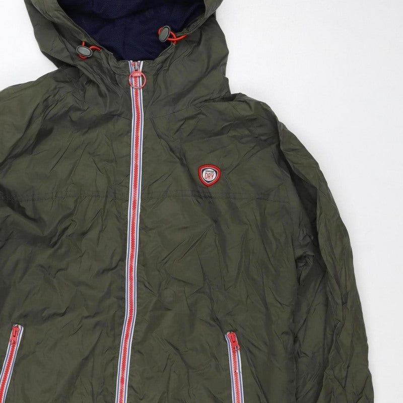 Superdry Men’s Green XL Hooded Windbreaker Jacket Logo Zip