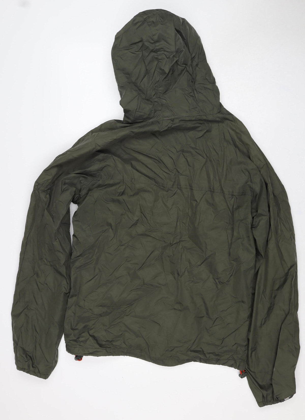 Superdry Men’s Green XL Hooded Windbreaker Jacket Logo Zip