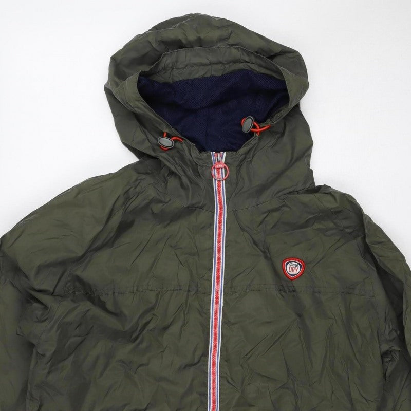 Superdry Men’s Green XL Hooded Windbreaker Jacket Logo Zip