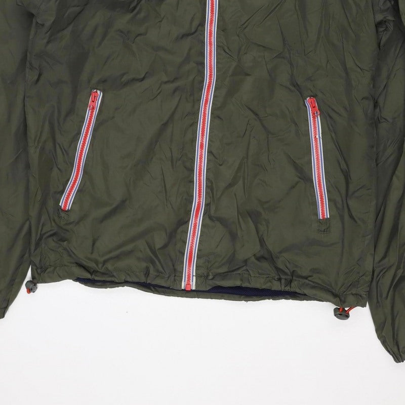 Superdry Men’s Green XL Hooded Windbreaker Jacket Logo Zip