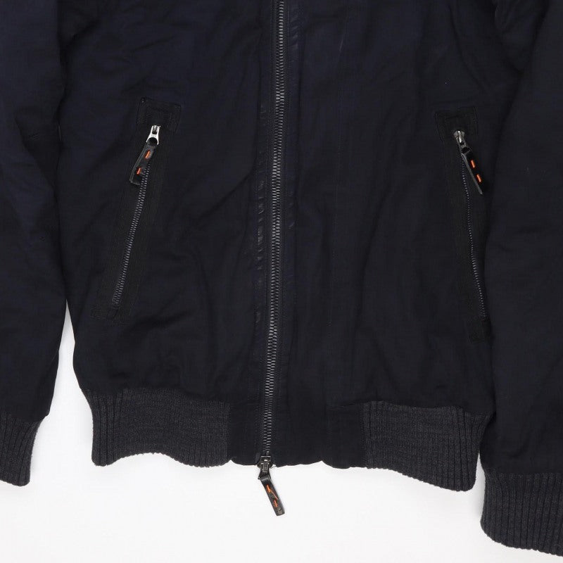 Superdry Men’s Black M Microfibre Fur Hood Bomber Jacket