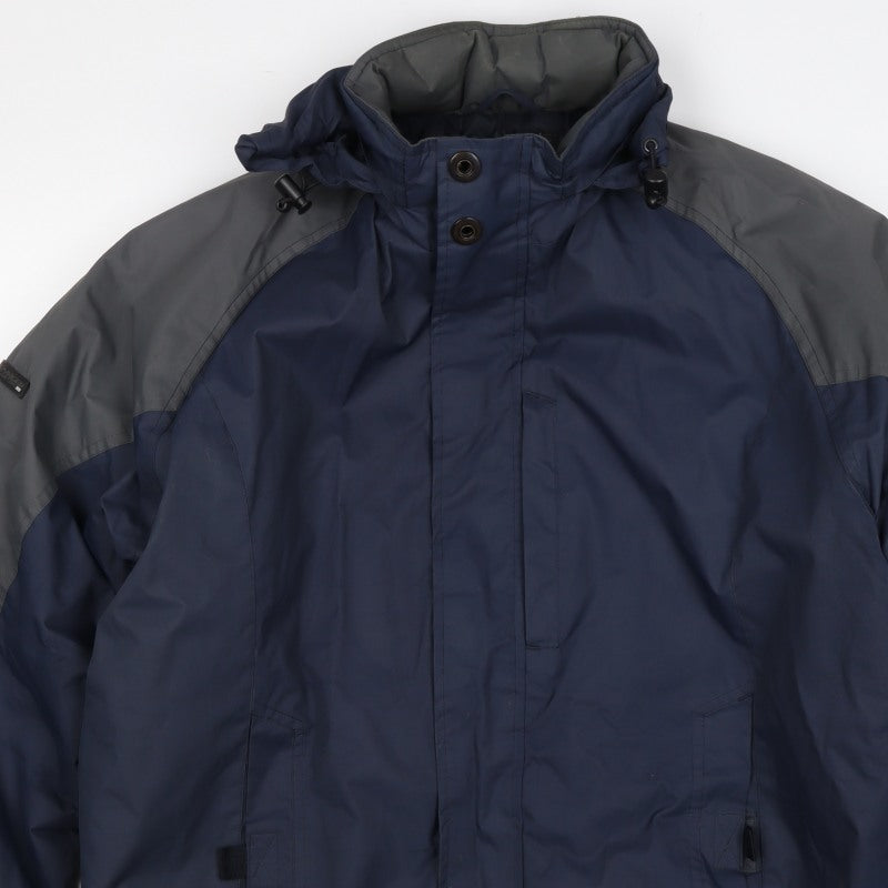 Jowager Men’s Blue Grey XL Hooded Bomber Jacket
